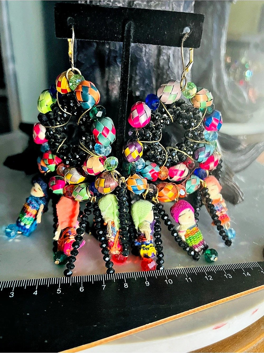 UNIQUE WORRY DOLLS Multicolor Beaded Dangle Earrings 💕💕💕☮️☮️